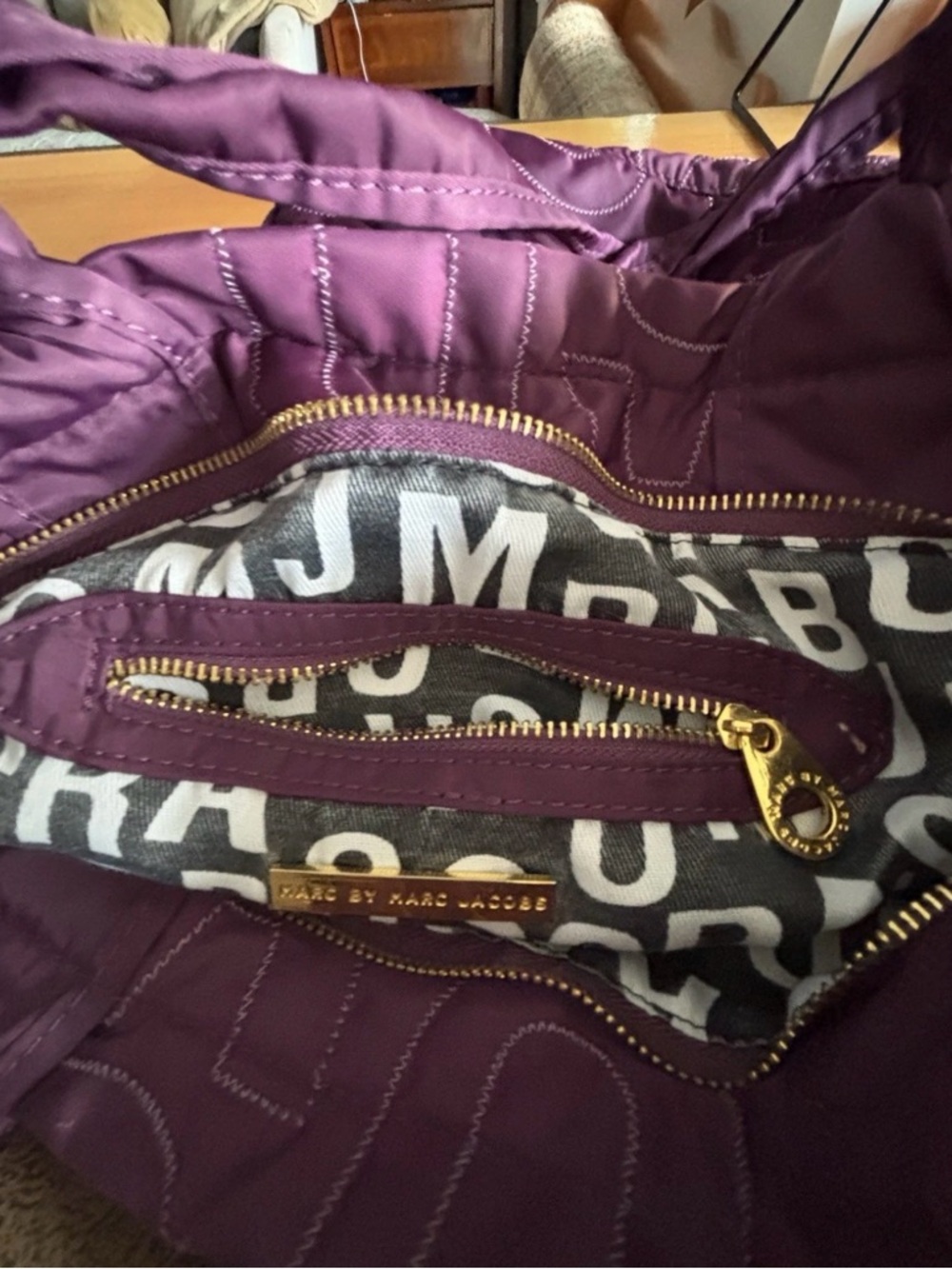 Marc by Marc Jacobs Standard Supply Quilted Purple Nylon Tote Bag - Picture 8 of 9